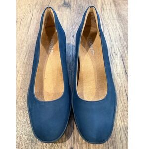 Vionic Sereno Navy Blue‎ Suede Wedge Heels Womens Size 6.5 Comfort Shoes